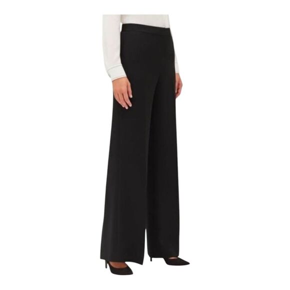 Lafayette 148 Back High Waist Wide Leg Wool Crepe Office Dress Trouser Pants, 4 - Picture 2 of 11